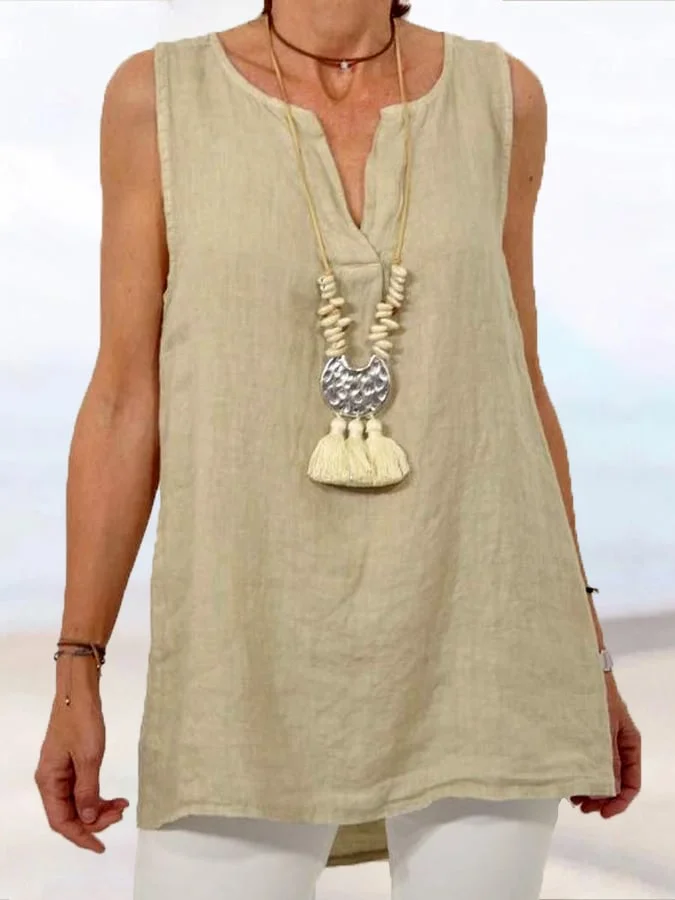 Women's Casual Elegant Sleeveless Cotton Shirt