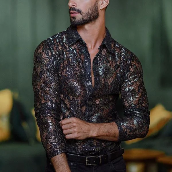 Fashion Exquisite Pattern Cutout Short-sleeved Shirt