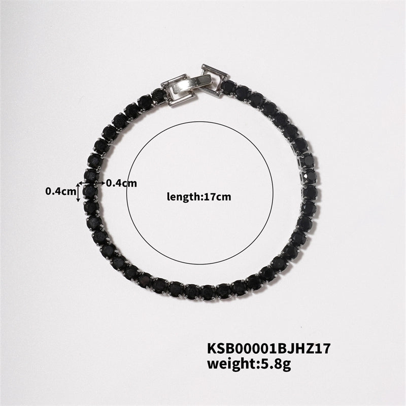 Hip-Hop Solid Color Copper Inlay Zircon K Gold Plated Rhodium Plated Unisex Tennis Bracelet