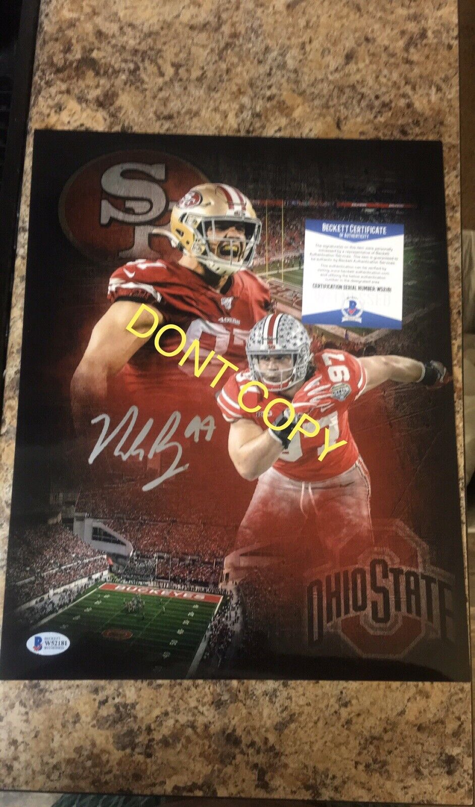 Nick Bosa Signed 11x14 CUSTOM Photo Poster painting San Francisco 49ers BECKETT Buckeyes