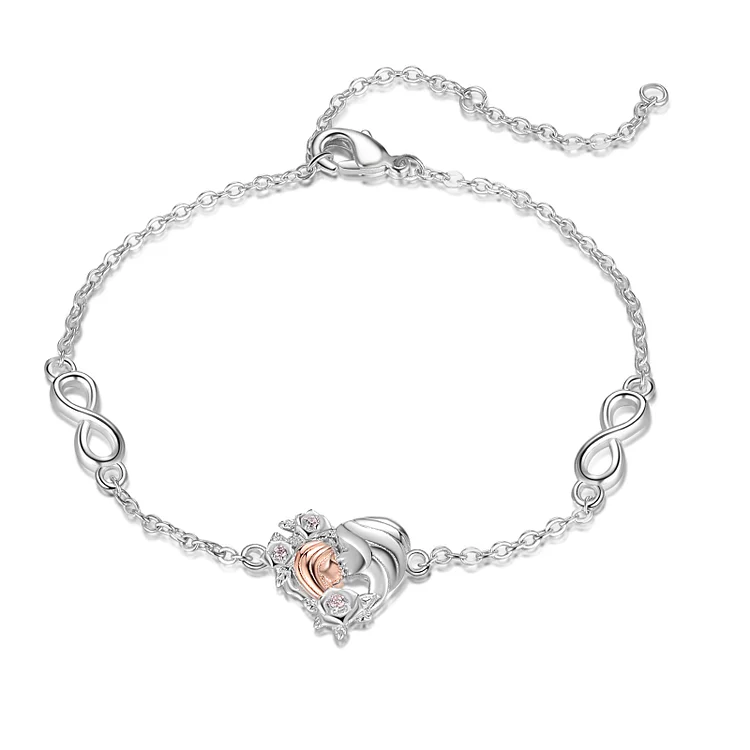 Infinity ♡ Zirkonia mit Herz Mutter Armband Geschenk Kettenmachen -Tochter