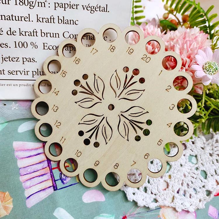 DIY Embroidered Hollow Thread Board Wooden Home Cross Stitch Tool (Tulip)