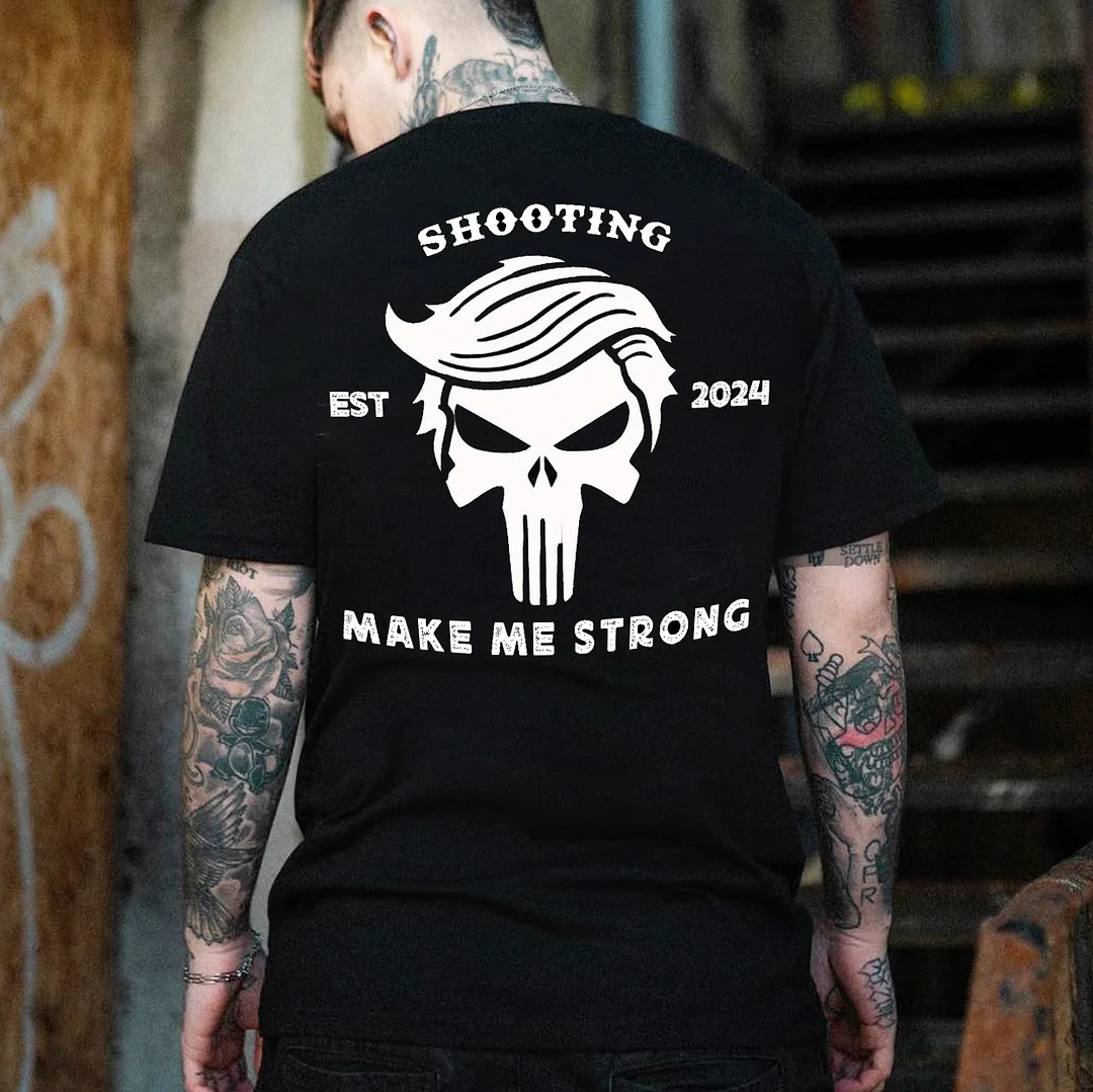 SHOOTING MAKE ME STRONG Skull Print Men's T-shirt
