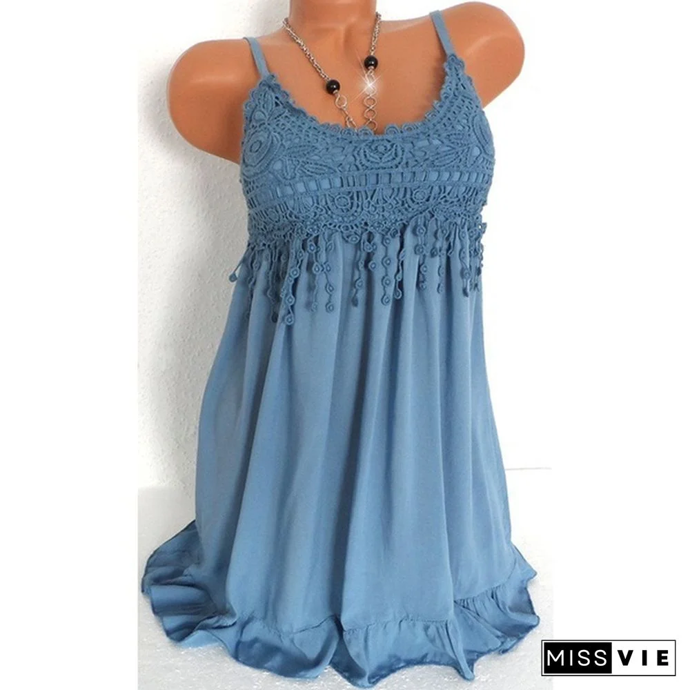 7 Colors Tops Women Lady Sexy Summer Sleeveless Top Blouse Lace Vest Tank Shirt