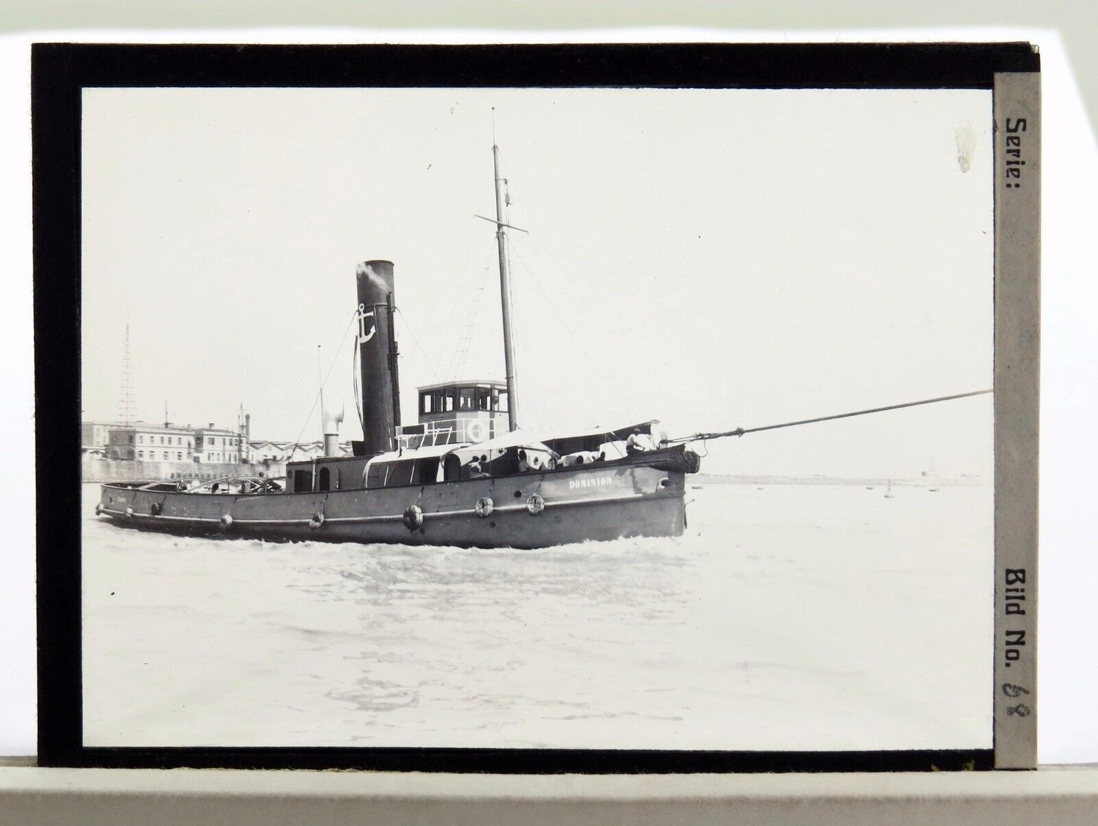 Glass Negative Ship - Glas Dia Foto - Schiff Schlepper Dominion (Lot-N-41