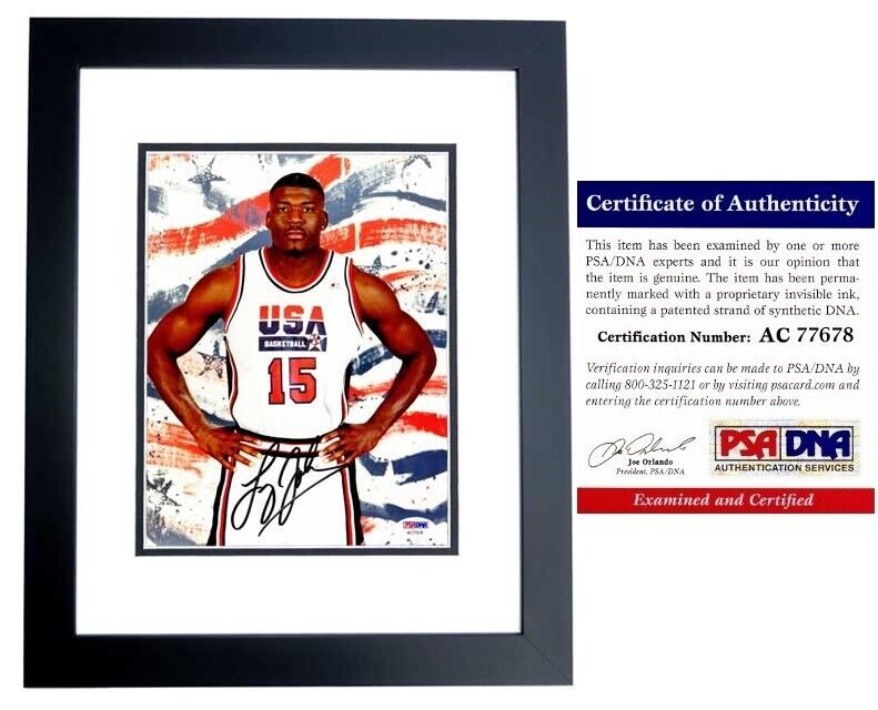 Larry Johnson Signed Autographed Dream Team II USA 8x10 Photo Poster painting FRAMED PSA/DNA COA