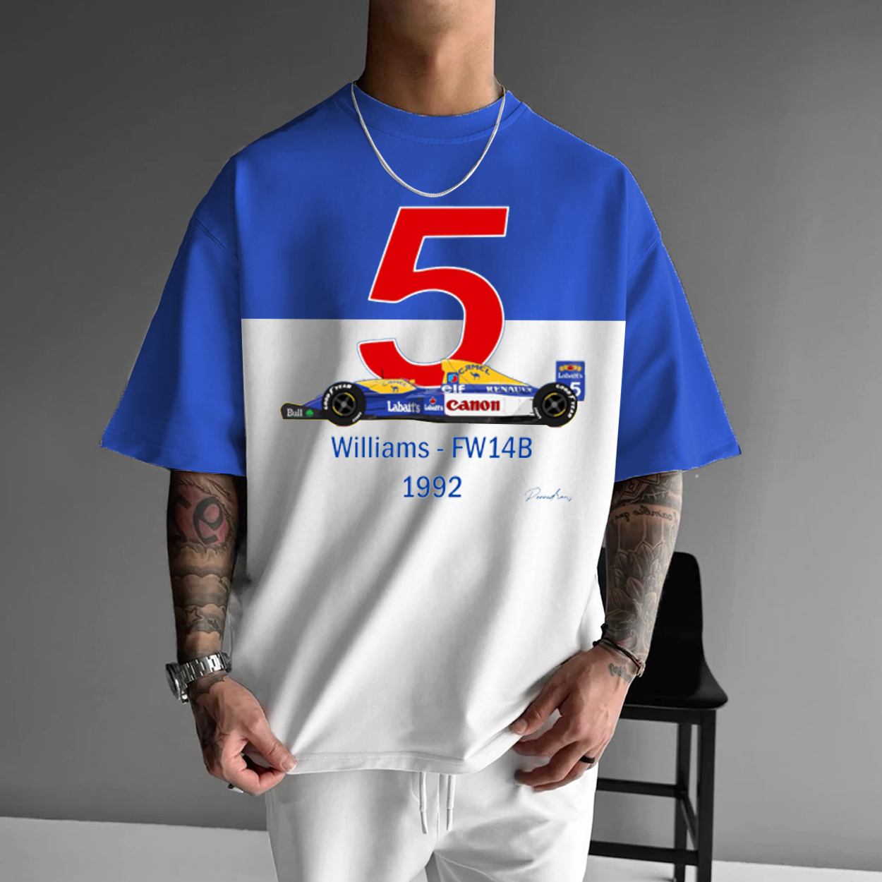 Men's Street Racing Style Loose Casual Splicing T-shirt