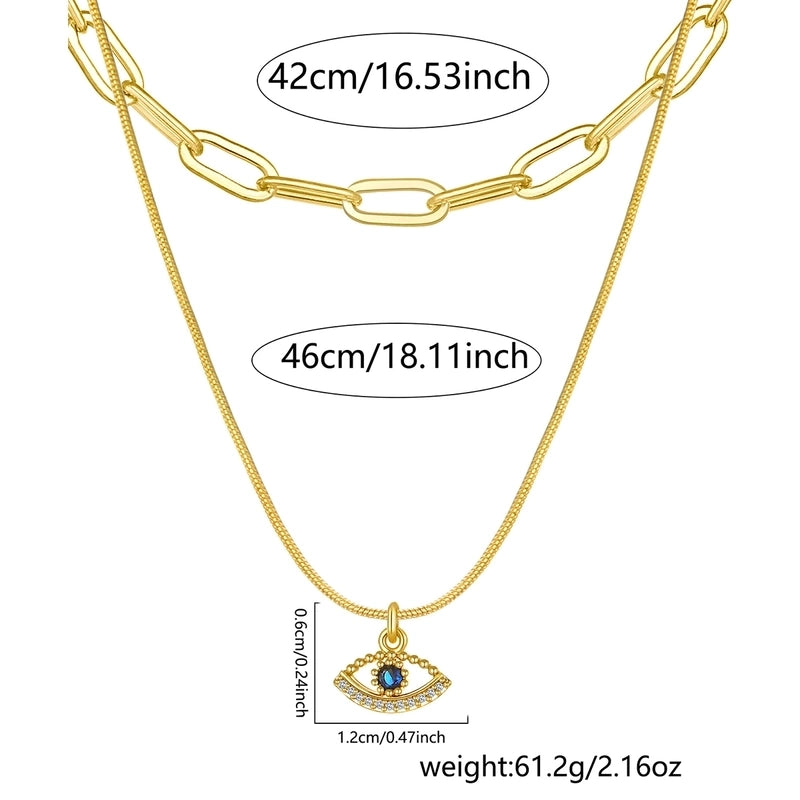 Copper 18K Gold Plated Inlay Geometric Zircon Necklace