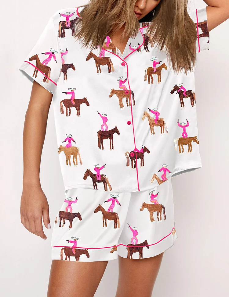 Women's Gangstas Paradise Cowboys Horses Rodeo Pajama Set