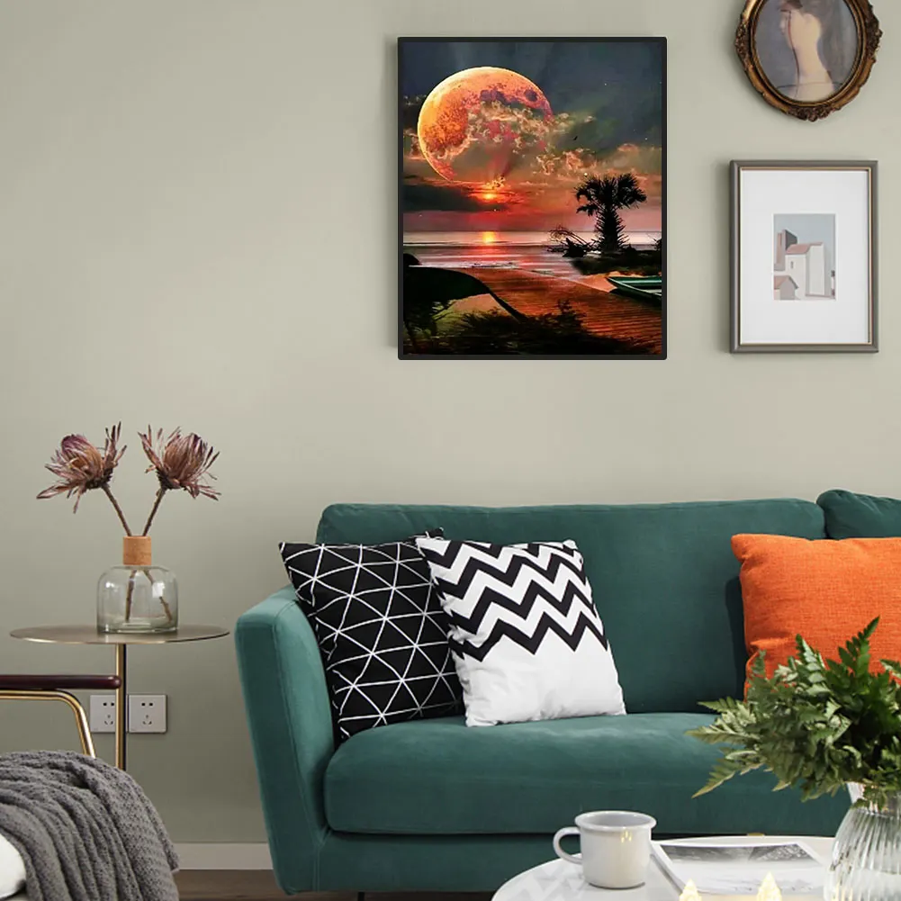 Full Round Diamond Painting 40*50cm - Sunrise At The Seaside