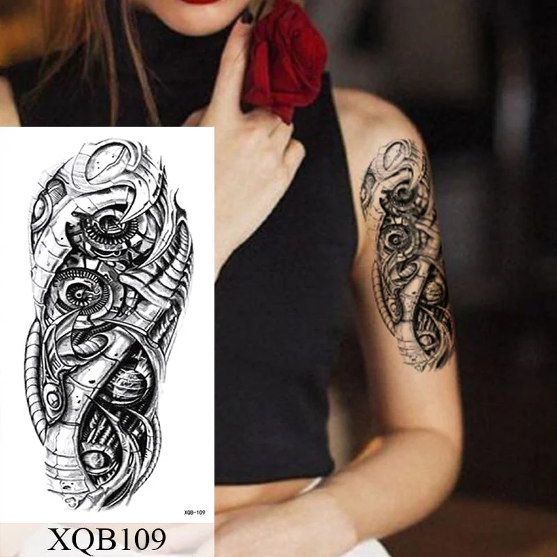 Waterproof Temporary Tattoo Sticker Lotus Flowers Lace Rose Sword Flash Tattoos Ancient Totem Body Art Arm Fake Tatoo Women Men