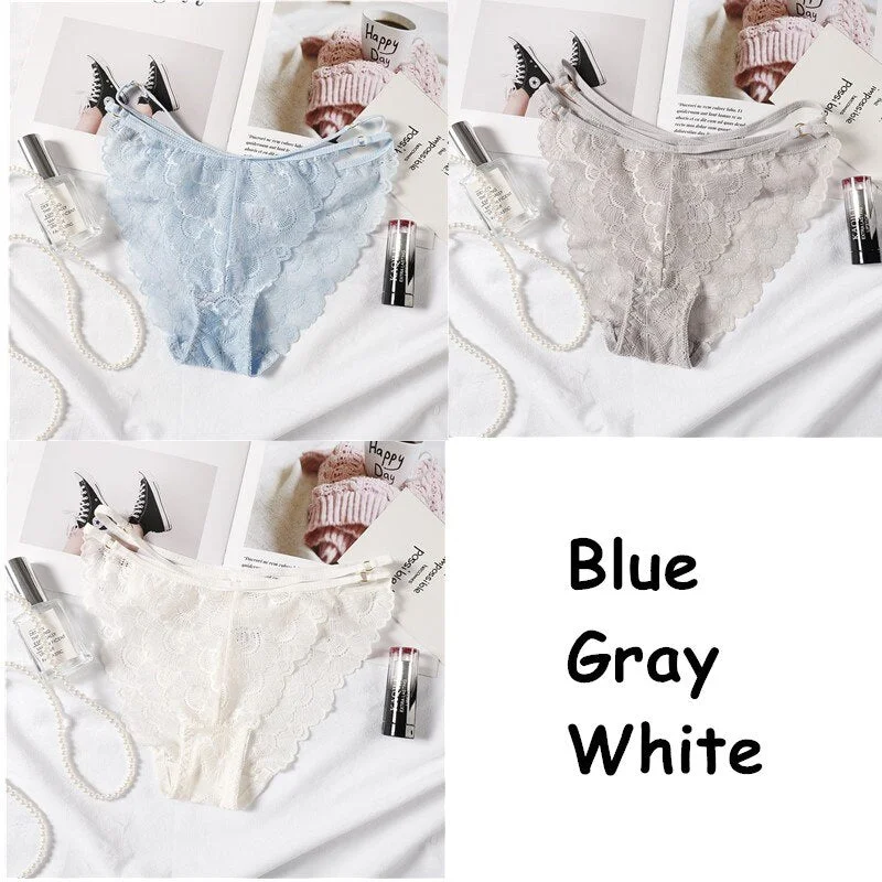 3PCS Hot Lace Transparent Panties New Sexy Women Underwear Lingerie Briefs High Quality Low Waist Women's Underpantes Intimates