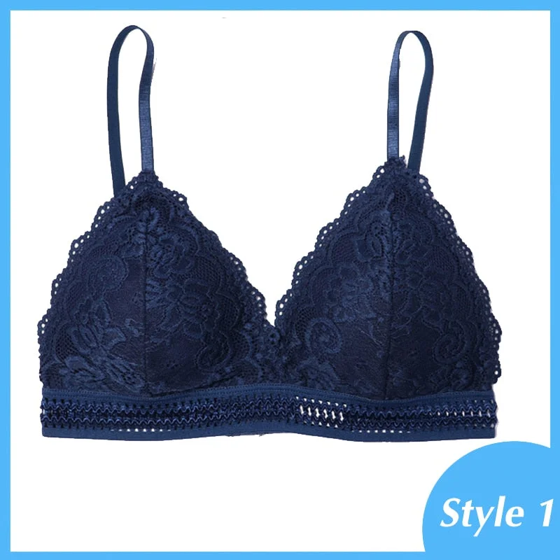 French Style Bralette Seamless Deep V Lace Bra Wireless Thin Underwear Sexy Lingerie Soft Push Up Bras For Women Hot