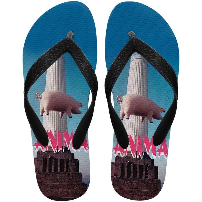 PINK FLOYD FLYING PIG Flip Flops