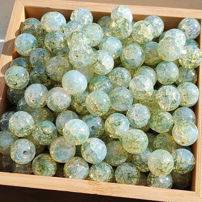 New 8/10mm Water Dyed Protein Jade Broken New Chinese Style Gold Sprinkling Glass Bead DIY Bracelet Ornament Straight Hole Beads Loose Beads