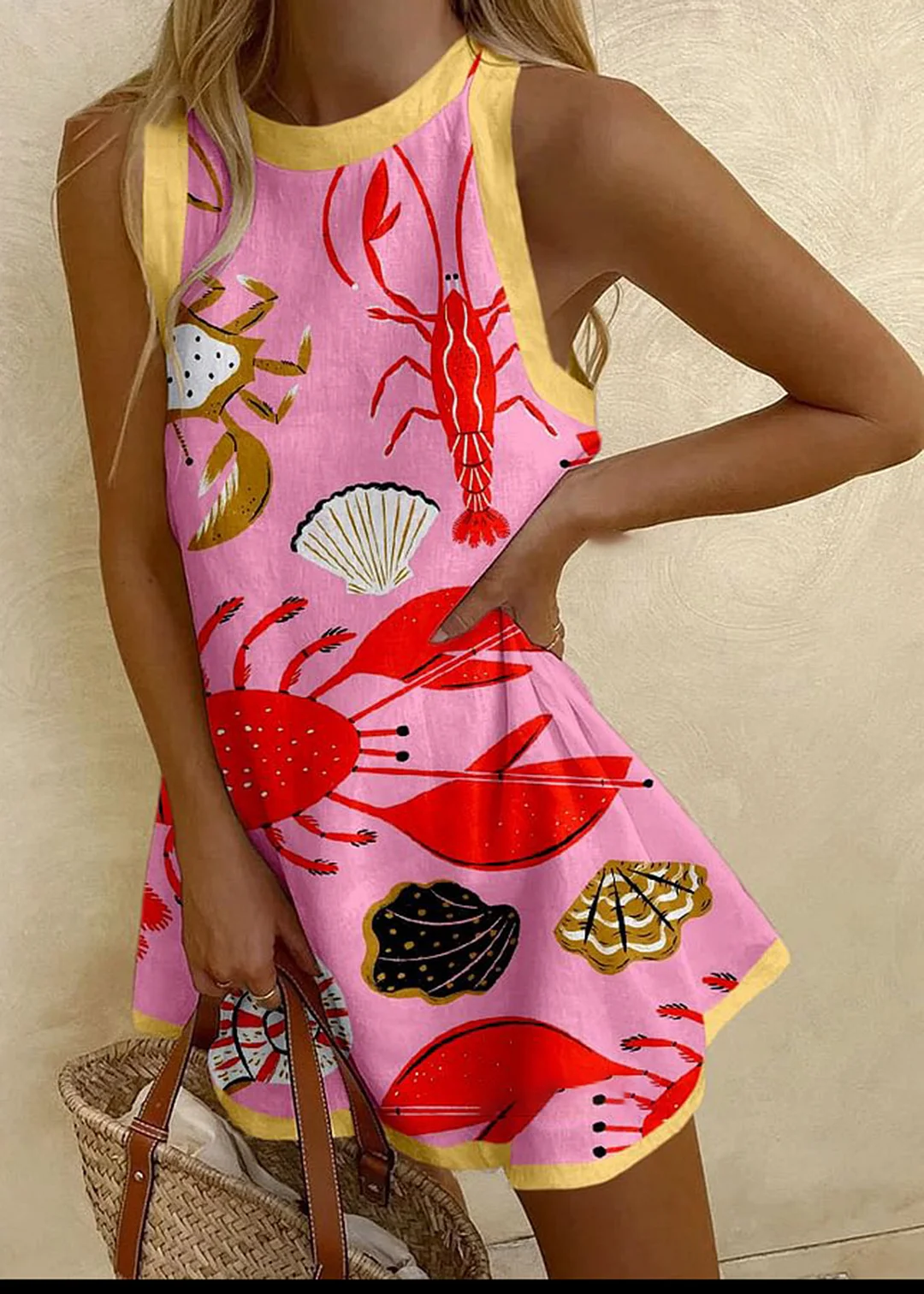 Resort Pink Print Mini Dress
