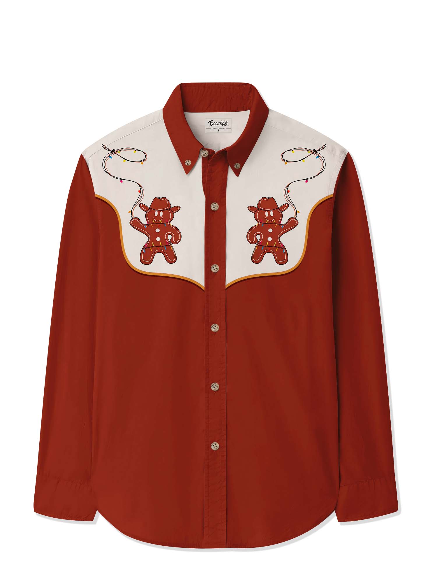 Christmas Gingerbread Man Cowboy - 100% Cotton Long Sleeves Shirt