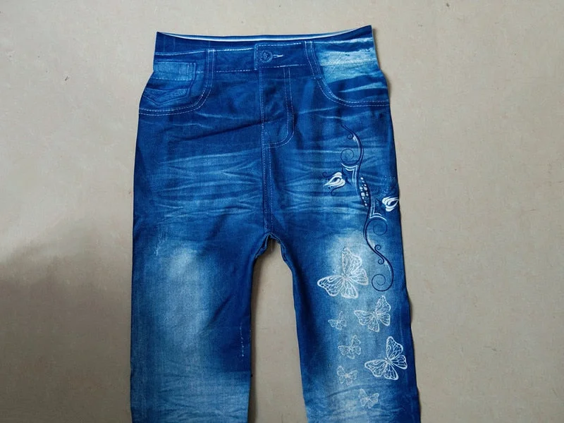 CUHAKCI Butterfly Stretchy Sexy Leggings Women Pants Elastic Hot Sale Skinny Print Jeggings