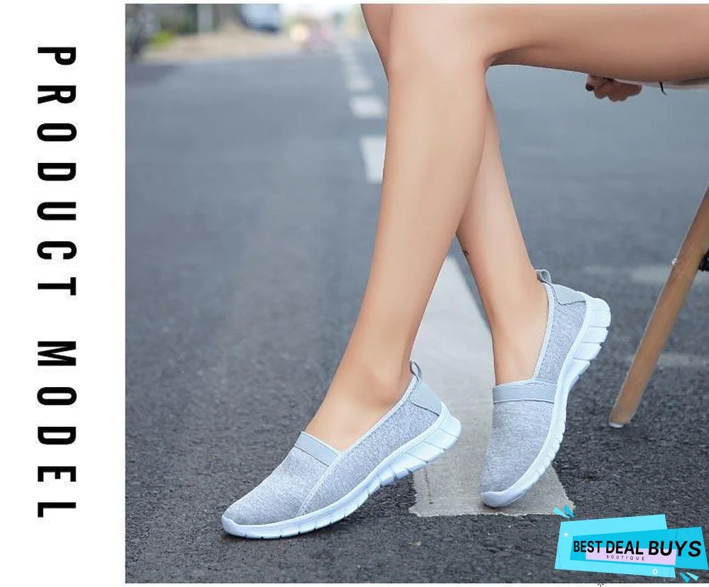 Women Slip On Loafers Plus Size Breathable Mesh Ballet Sneakers Flat Shoes