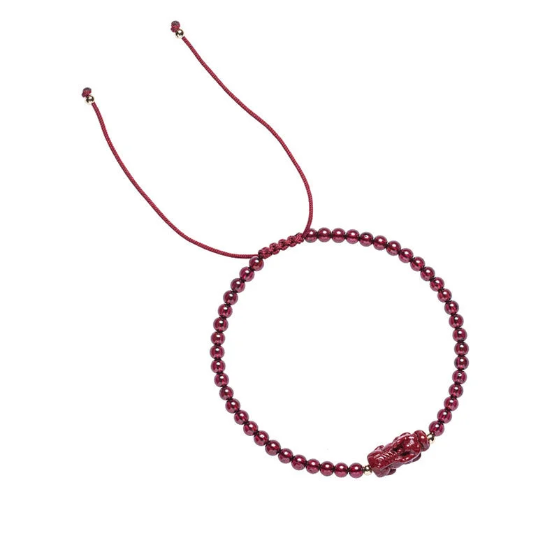 Cinnabar PiXiu Blessing Calm String Bracelet