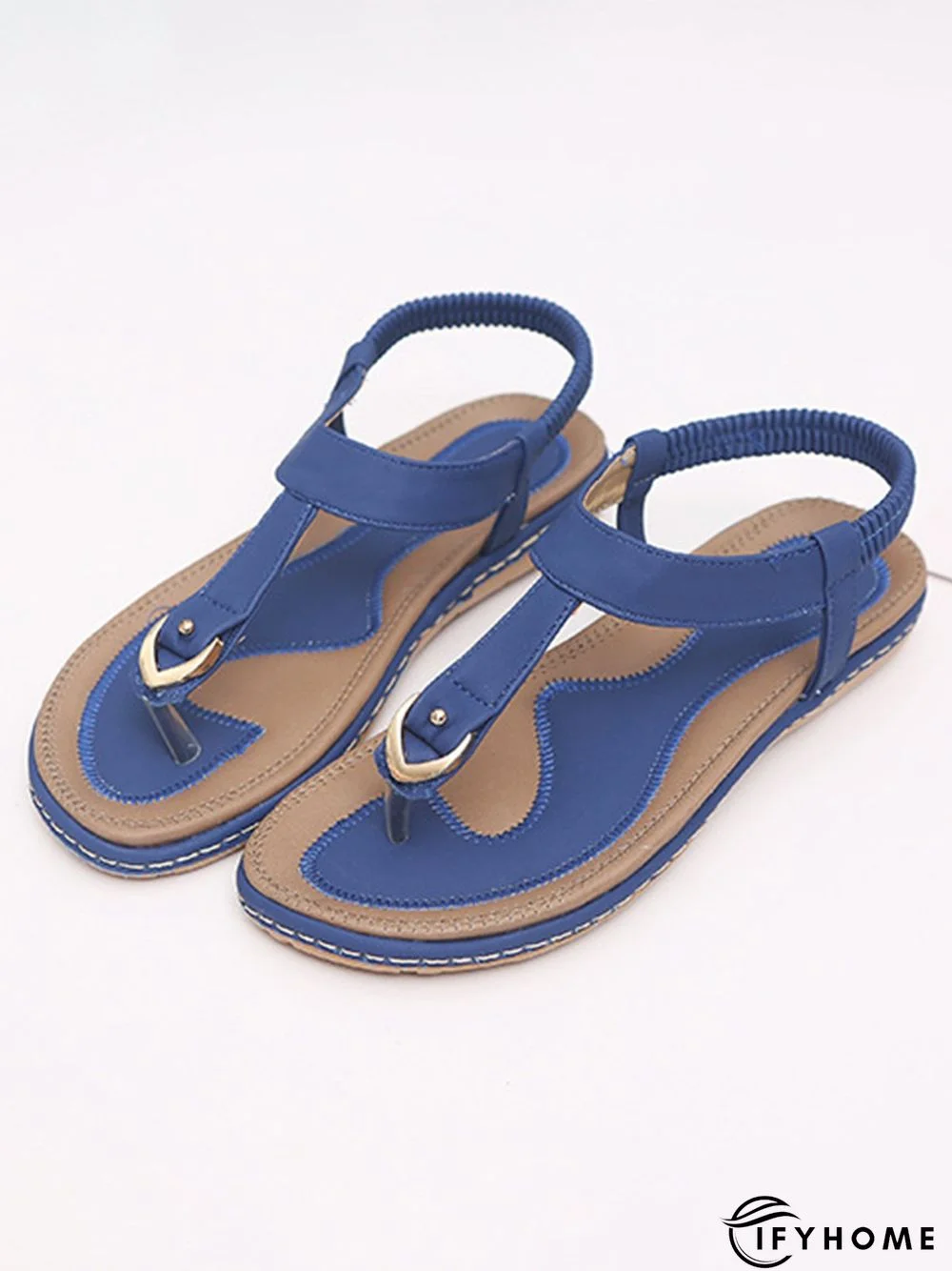 Women's Beach Metal Buckle Trim Flip-On Sandals | IFYHOME