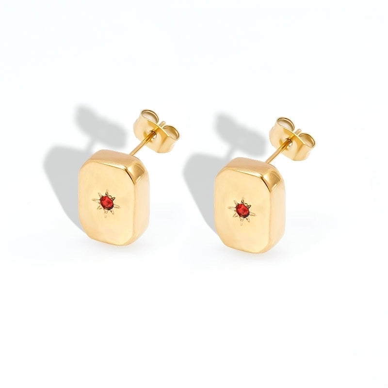 Casual Elegant Vacation Square Water Droplets 304 Stainless Steel Rhinestones 18K Gold Plated Inlay Earrings Necklace