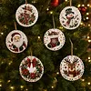 6 Pcs Christmas Wooden Ornaments DIY Pearls Diamond Painting Kit Rhinestone Art Pendants with Hemp Rope for Holiday Tree Decor