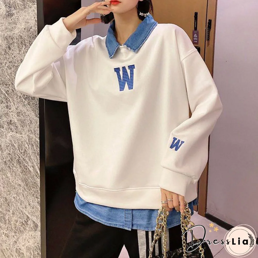 Vintage Round Neck Printed Long-Sleeve Sweatshirt