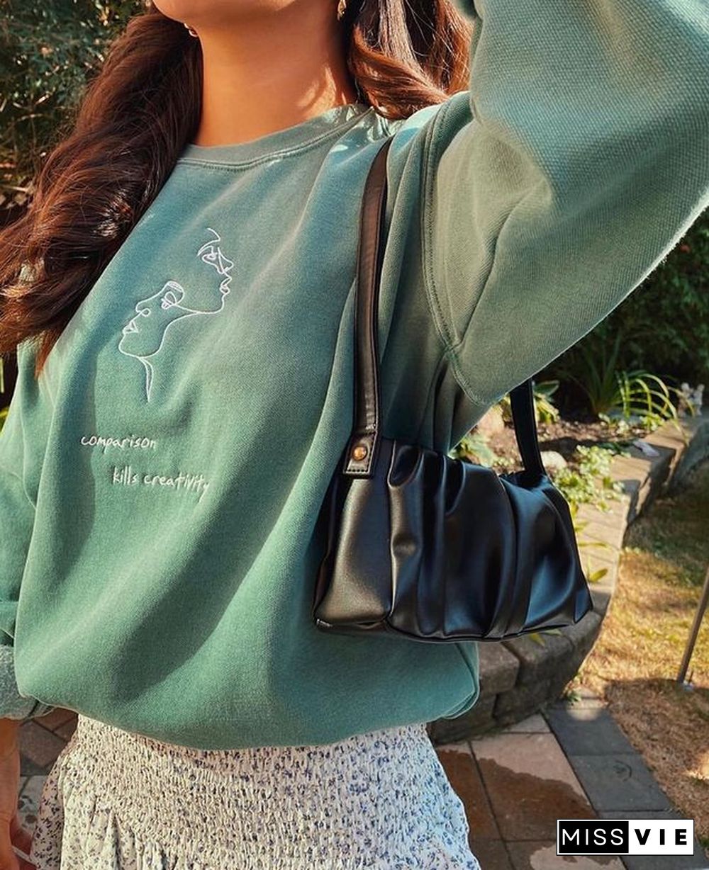 Modern Casual Printed Color Long Sleeve Sweatshirt