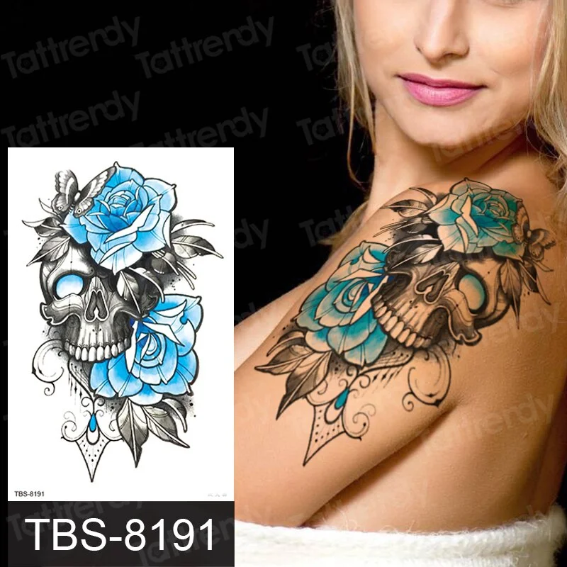 Fashion Colorful Tattoo Waterproof Stickers Beautiful Flowers Tattoo Women New Waterproof Temporary Black Tattoo Sticker Body