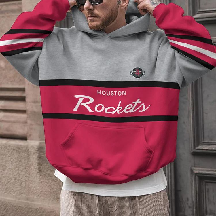 Houston Rockets Printed Hooded Pocket Pullover Hoodie