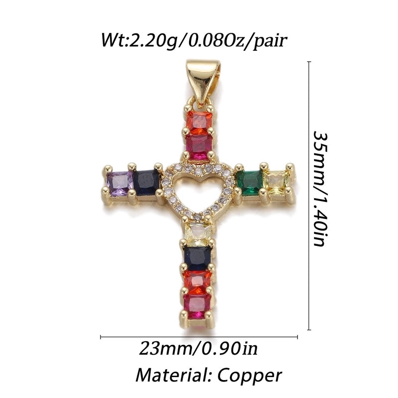 1 Piece Copper Zircon Cross Pendant