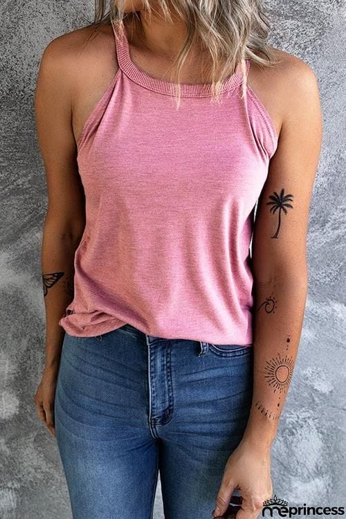 Solid Sleeveless T Shirt