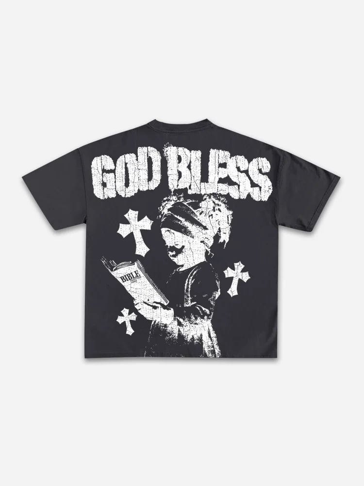 God Bless Children's Prayer Graphic Cotton T-shirt