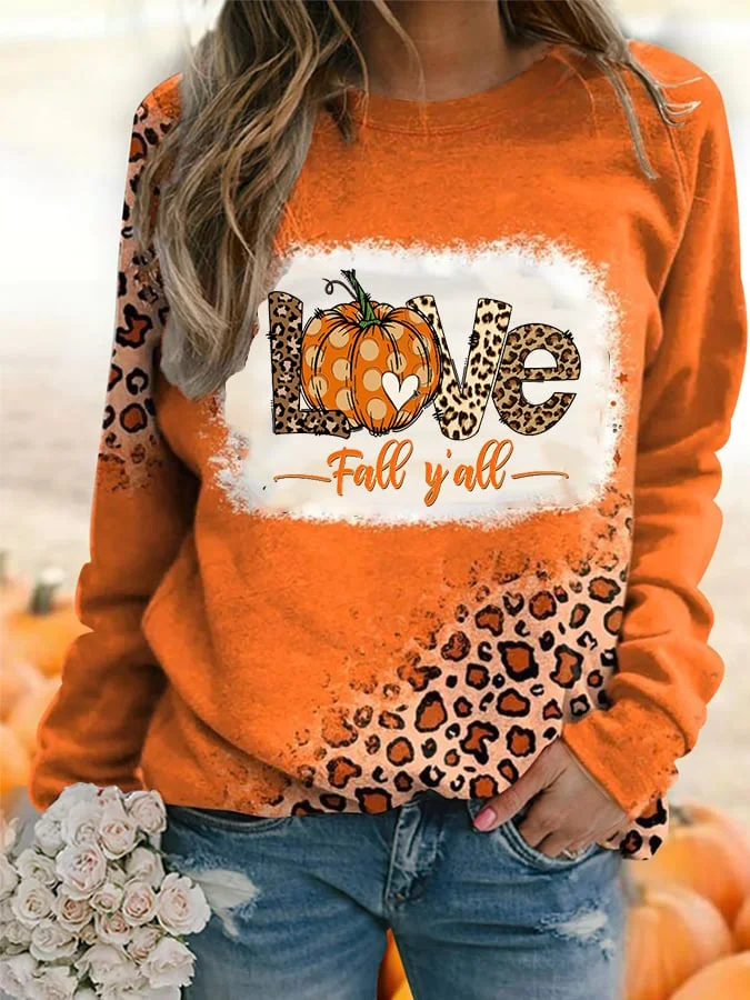 🔥Buy 3 Get 10% Off🔥Love Fall Y'all Pumpkin Print Casual Sweatshirt