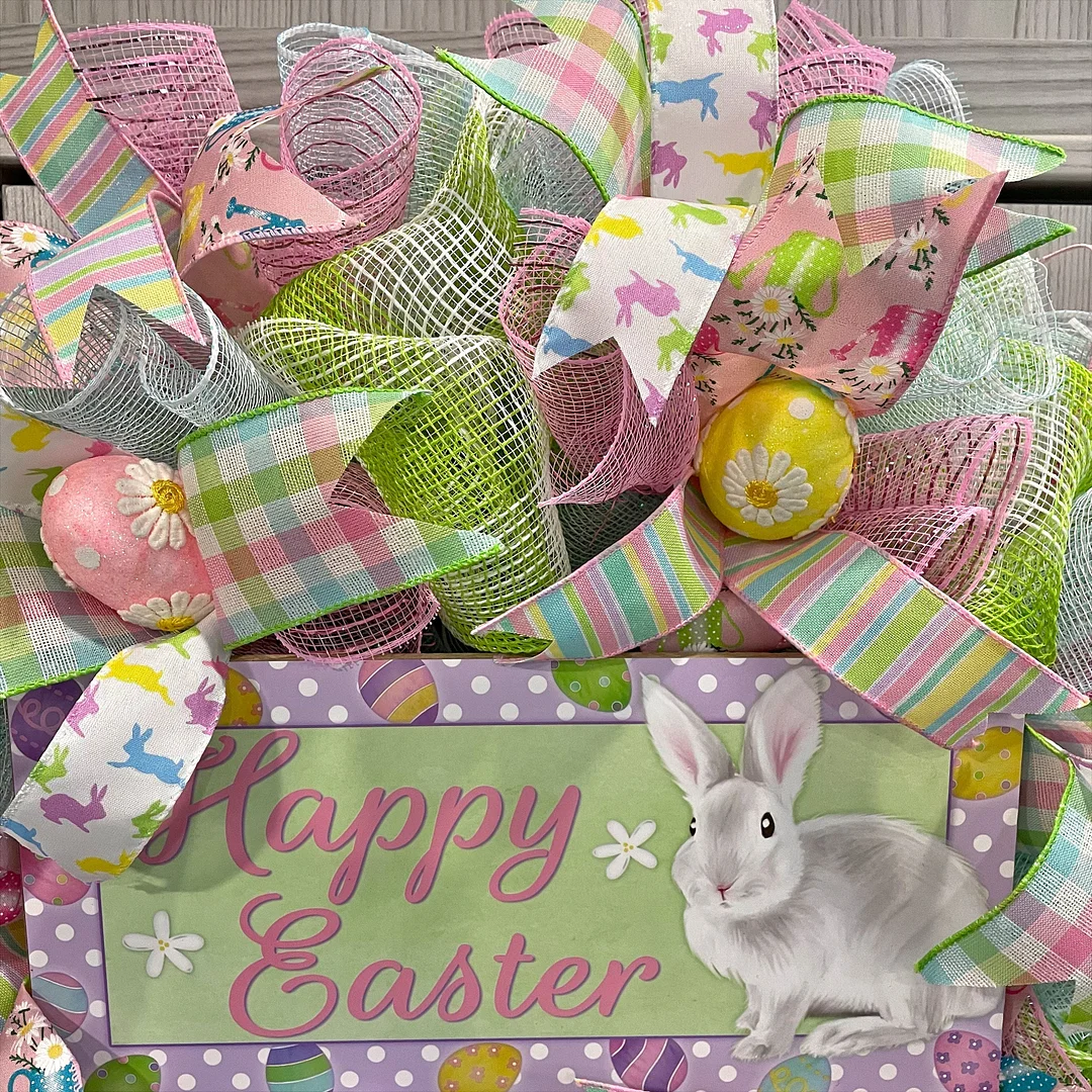 Easter Wreath for front door, Easter Egg Wreath, Decomesh Easter Wreath, Easter Bunny Wreath, Easter Party Decor, Easter Decor Farmhouse