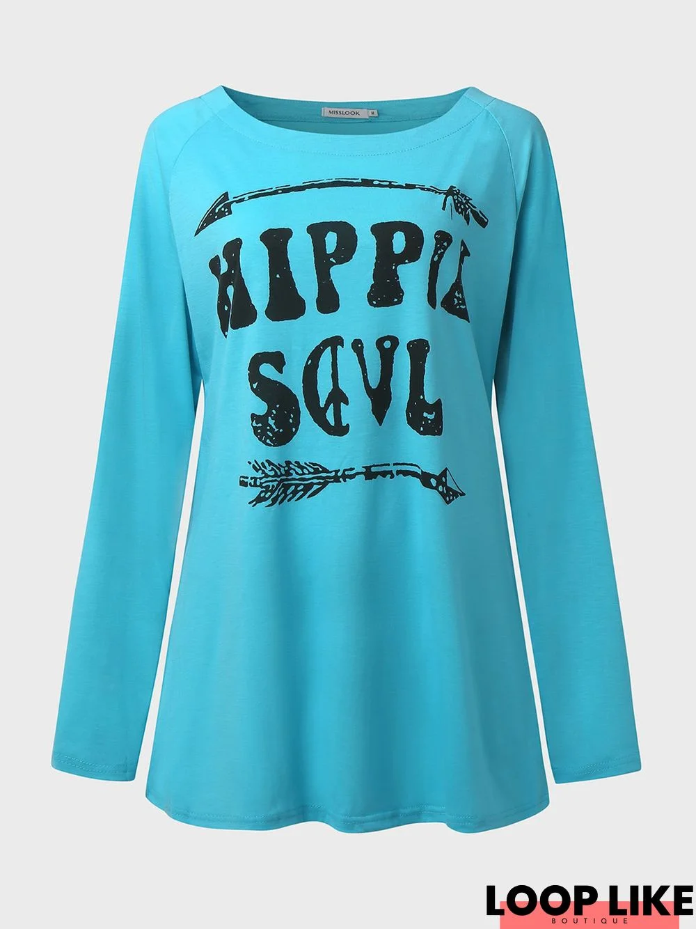 Printed Crew Neck Long Sleeve Tunic T-Shirt