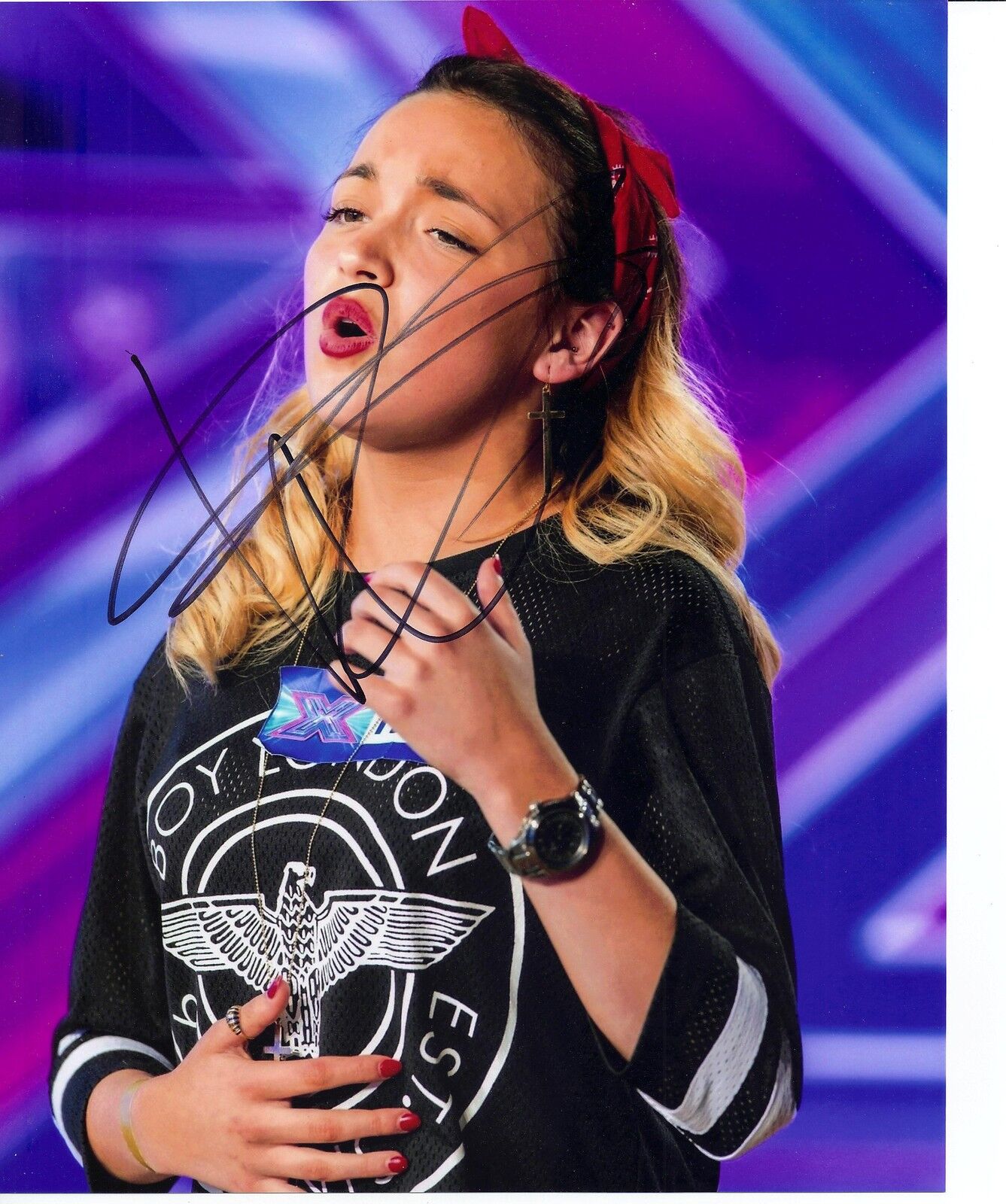 Lauren Platt Hand Signed X Factor Music 10X8 Photo Poster painting