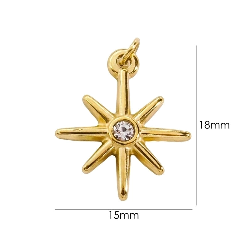 5 Pieces 304 Stainless Steel Rhinestone Rhinestones 14K Gold Plated Solid Color Pendant