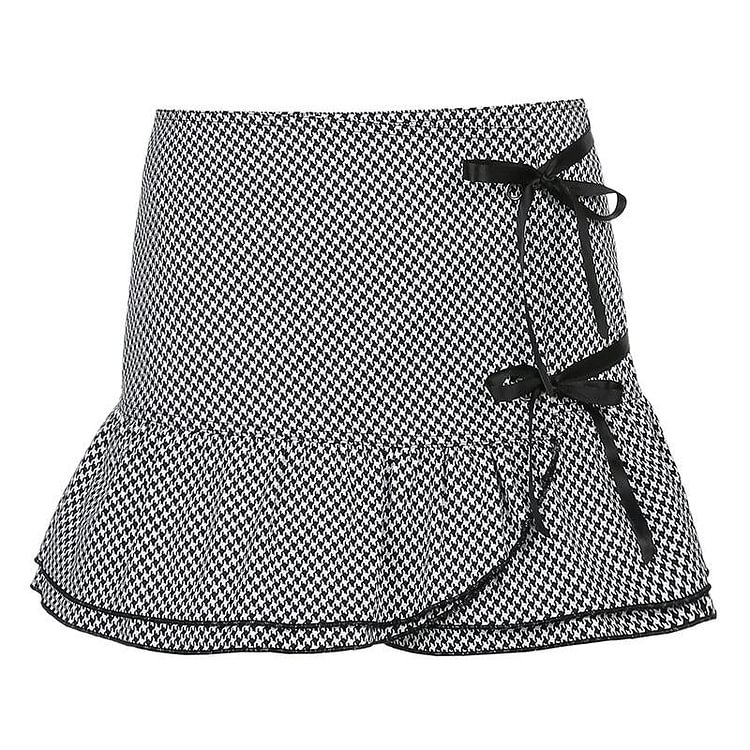 Retro Printed Bow Skirt
