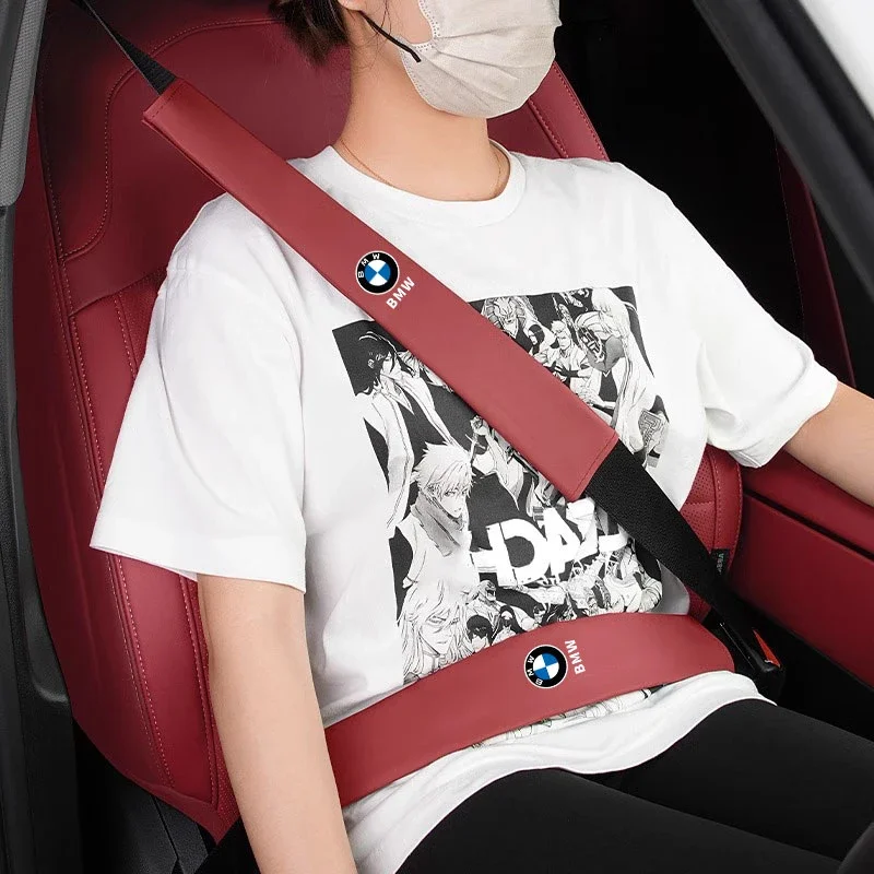 Car seat belt abdomen/shoulder anti-strangulation leather cover