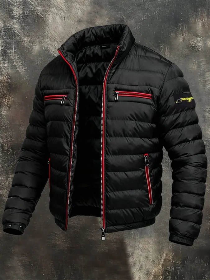 Retro-Steppjacke f&uuml;r Herren, wasserdicht, mit Rei&szlig;verschluss und vielen Taschen, Outdoor-Ausstattung 