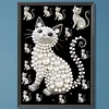 Wei&szlig;e Katze DIY, Perlengem&auml;lde, Kunstsets, Perlengem&auml;lde, Bildkunst, Basteln 30x40 cm f&uuml;r Erwachsene, Anf&auml;nger, Wanddekoration ohne Rahmen