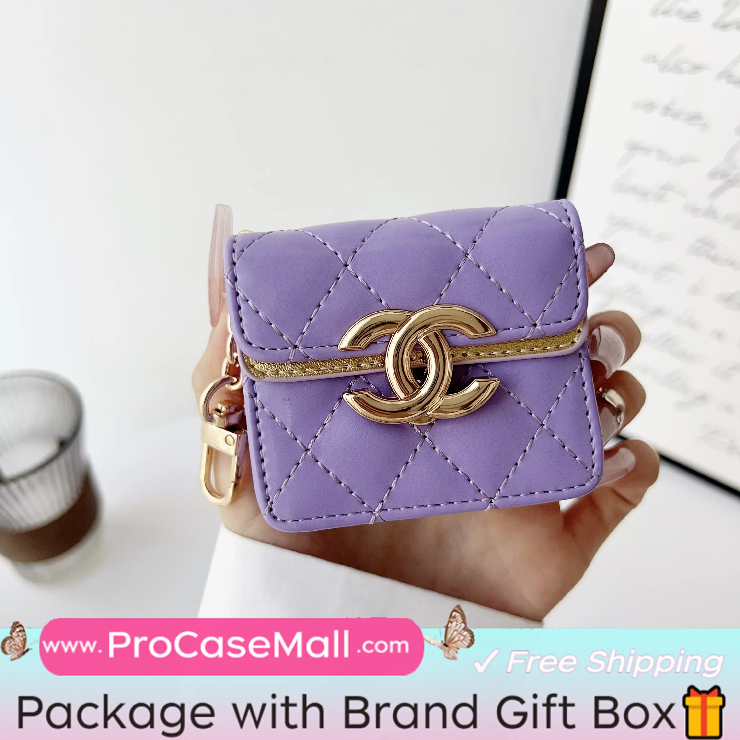 CHANEL MINI CROSSBODY BAG UNIVERSAL STYLE WIRELESS HEADPHONE LEATHER CASE