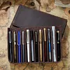 Handmade Crazy Horse Leather Pen Case &ndash; Magnetic Drawer-Style Organizer for Multiple Fountain Pens