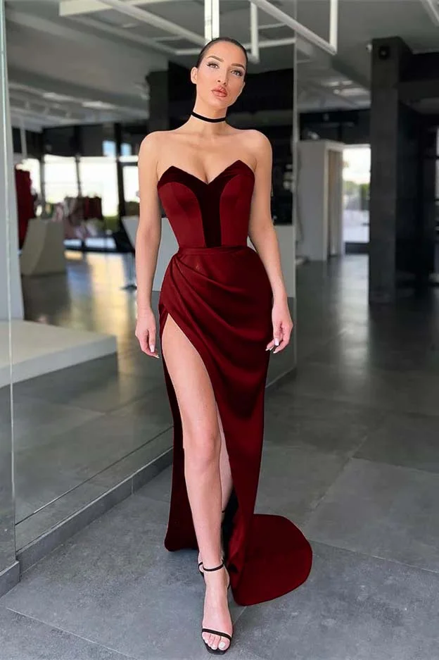 Elegant Black Sweetheart Mermaid Prom Dress With Split PD0814