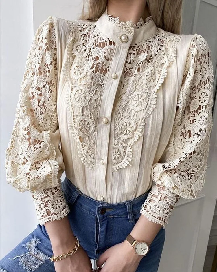 Elegant Lace Long Sleeve Blouse