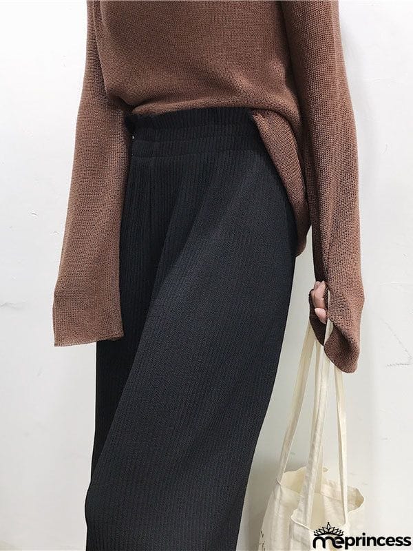 Urban Loose Wide Leg Solid Color Pants