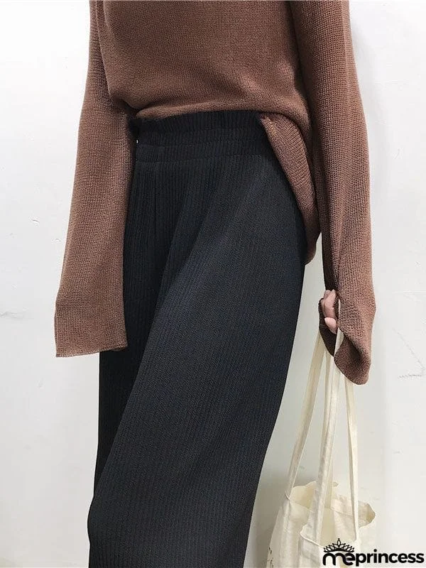 Urban Loose Wide Leg Solid Color Pants