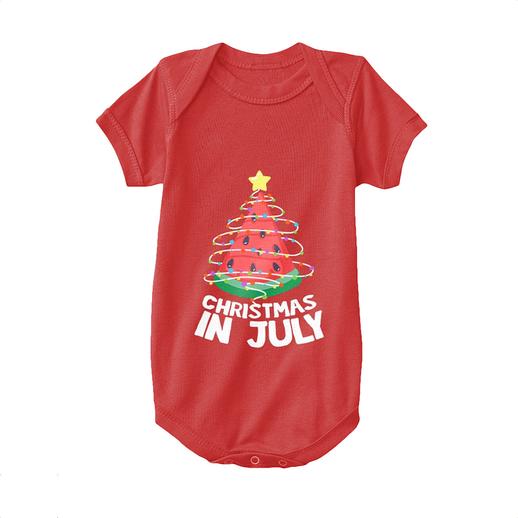Watermelon Christmas Tree, Christmas In July Baby Onesie